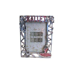 *SIXTREES Ballet Theme Picture Frame Pink and Glitter Metal Table Top - NWT